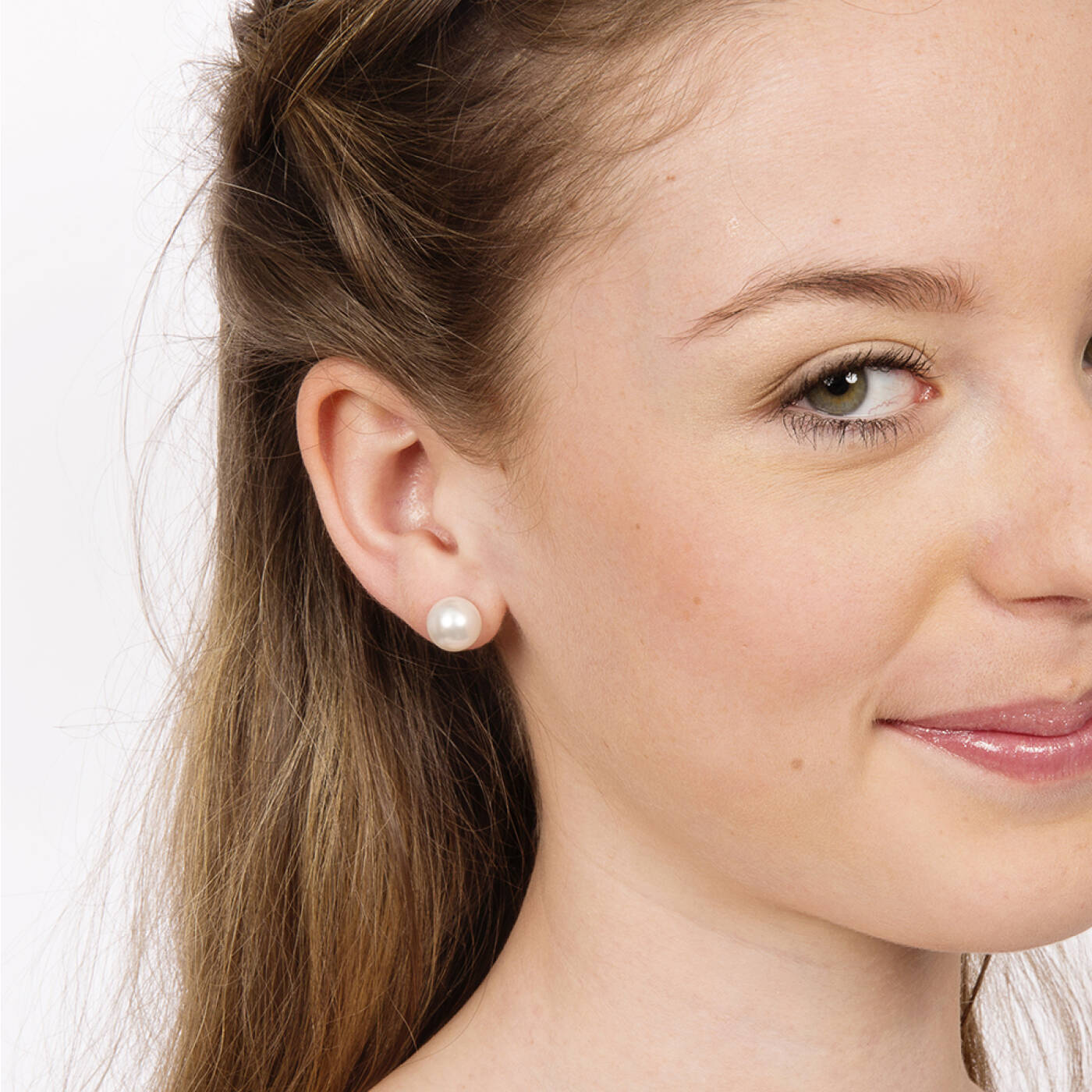 Natural Titanium Pearl 10 mm, White Örhänge