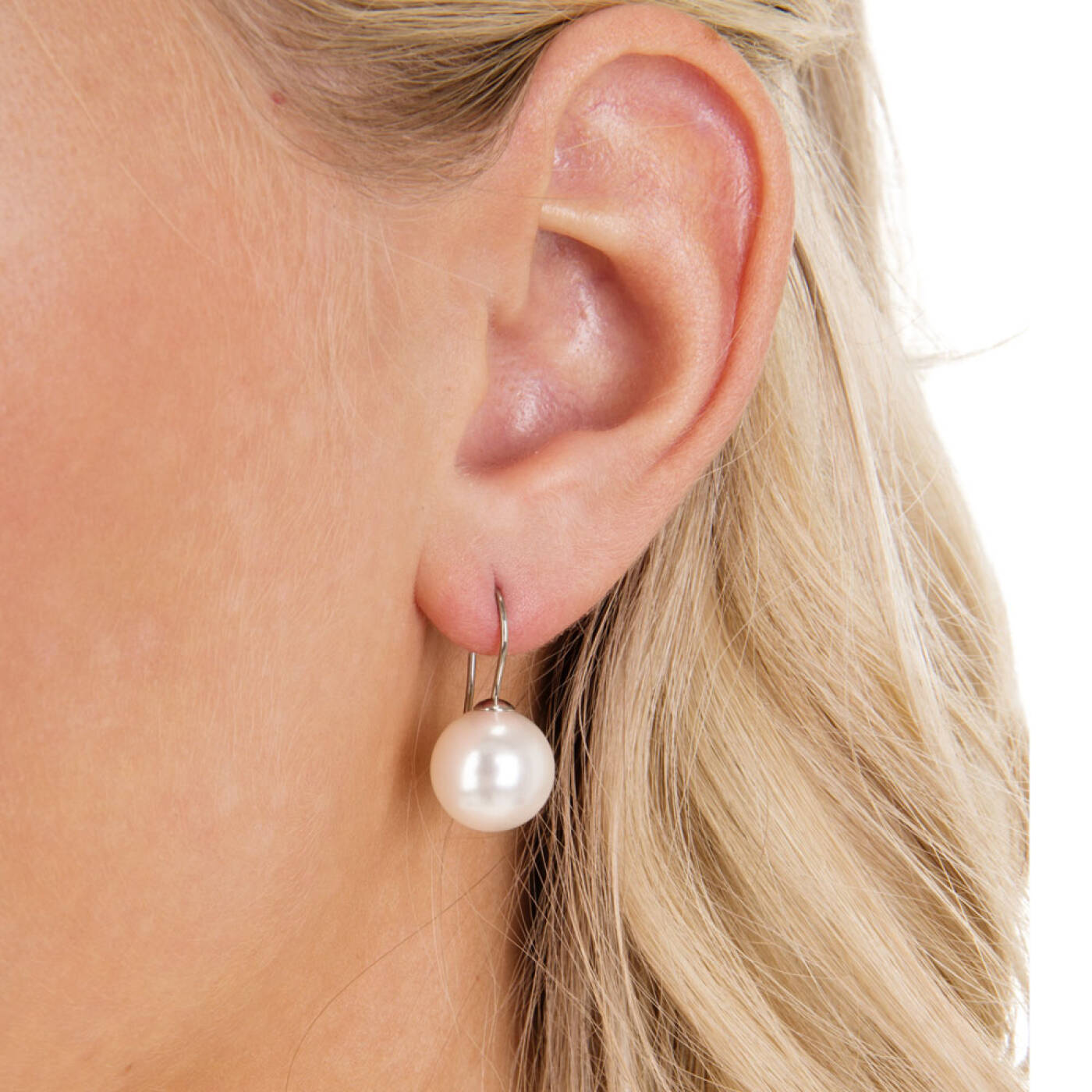 Natural Titanium Pendant Pearl 12 mm, White  Örhänge