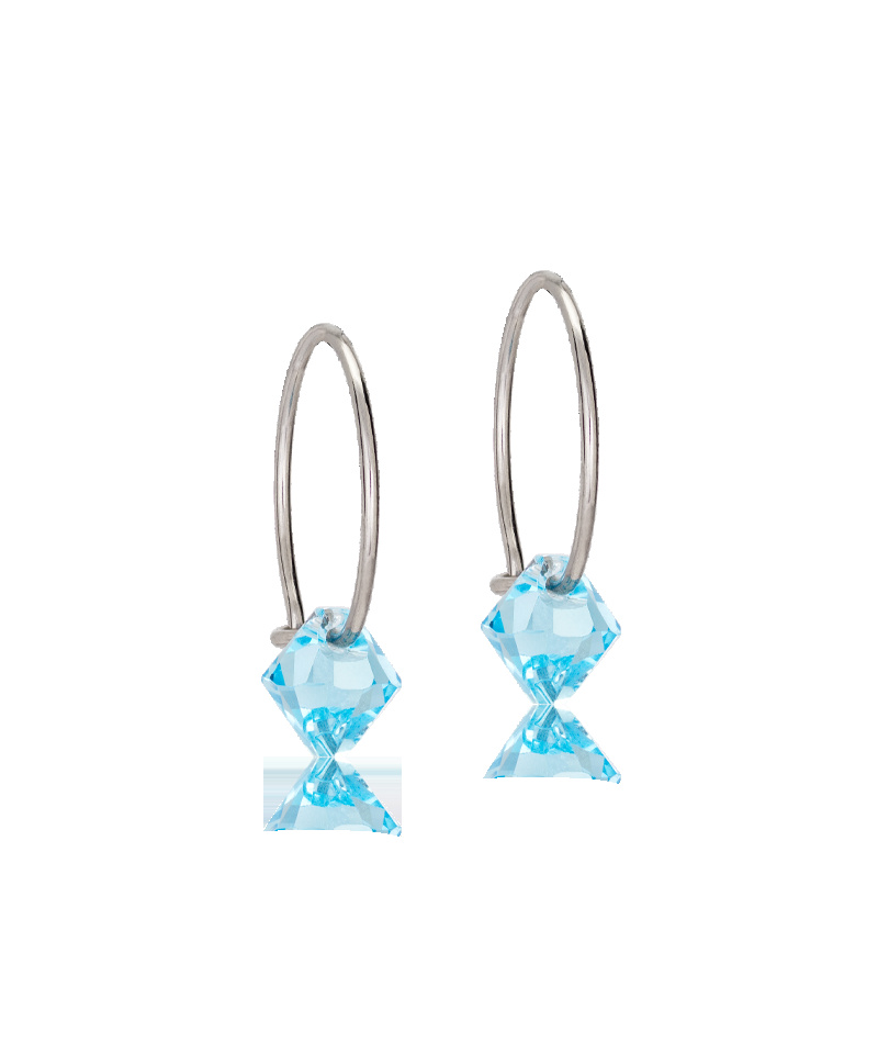 NT Ear Ring 14 mm, Bicone 6 mm, Aquamarine