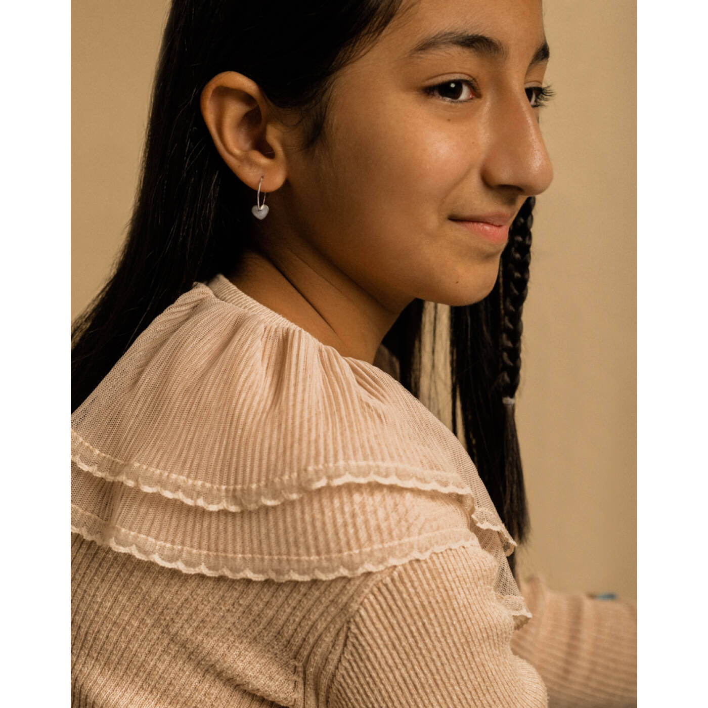 Natural Titanium Ear Ring, Pendant Heart 8 mm Örhänge