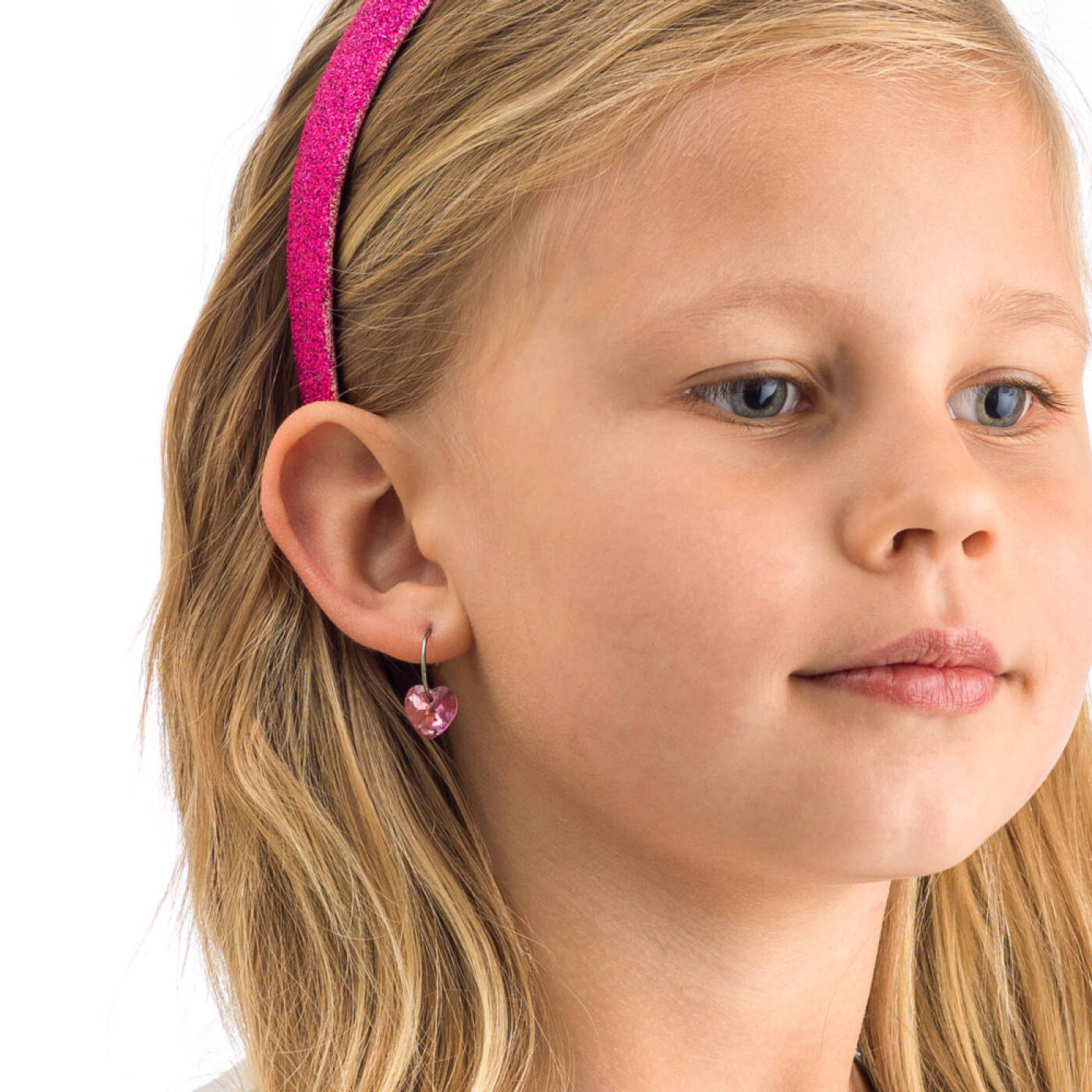 Natural Titanium Heart 10 mm, Rose Örhänge