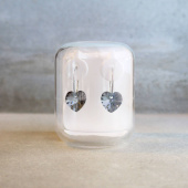 Natural Titanium Heart 10 mm, Black diamond Örhänge
