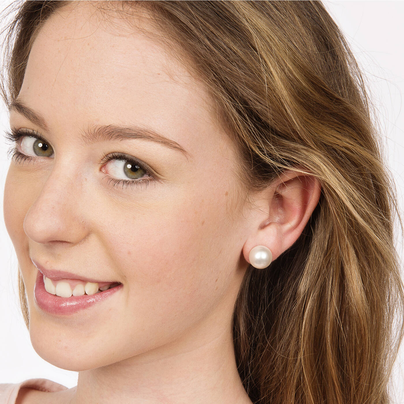 Natural Titanium Pearl 12 mm, White Örhänge