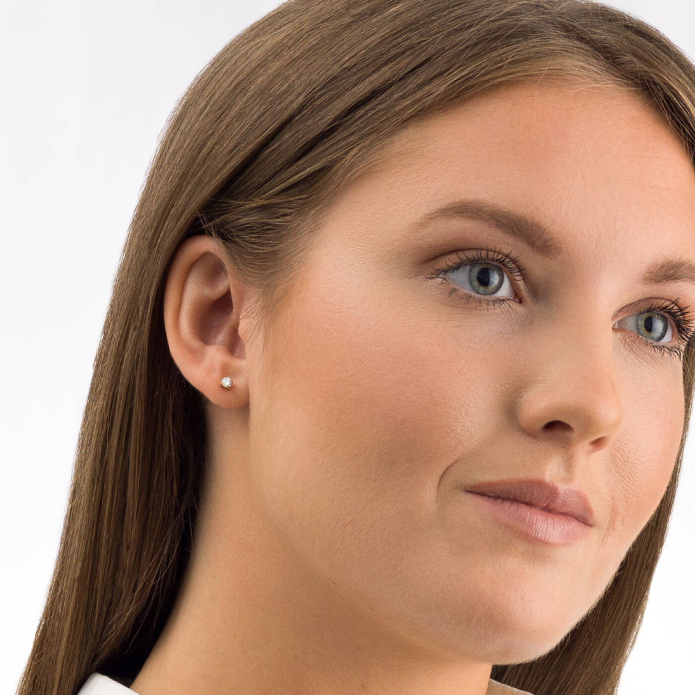 Golden Titanium Tiffany 4 mm, CZ White Örhänge