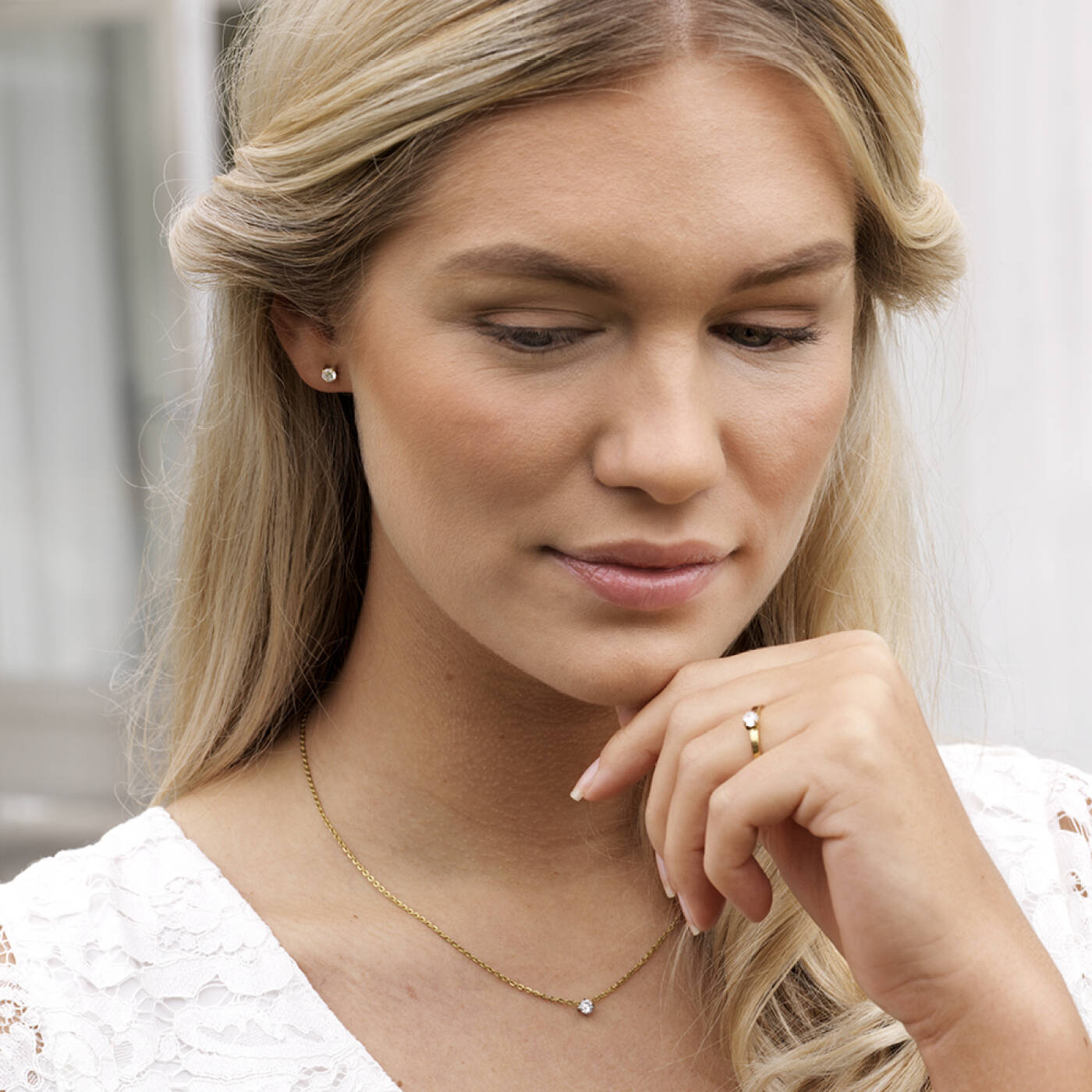 Golden Titanium Tiffany 5 mm, CZ White Örhänge