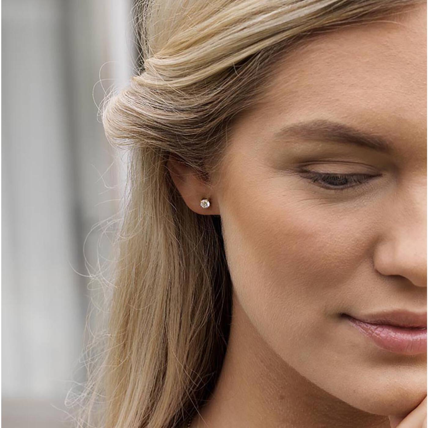 Golden Titanium Tiffany 5 mm, CZ White Örhänge