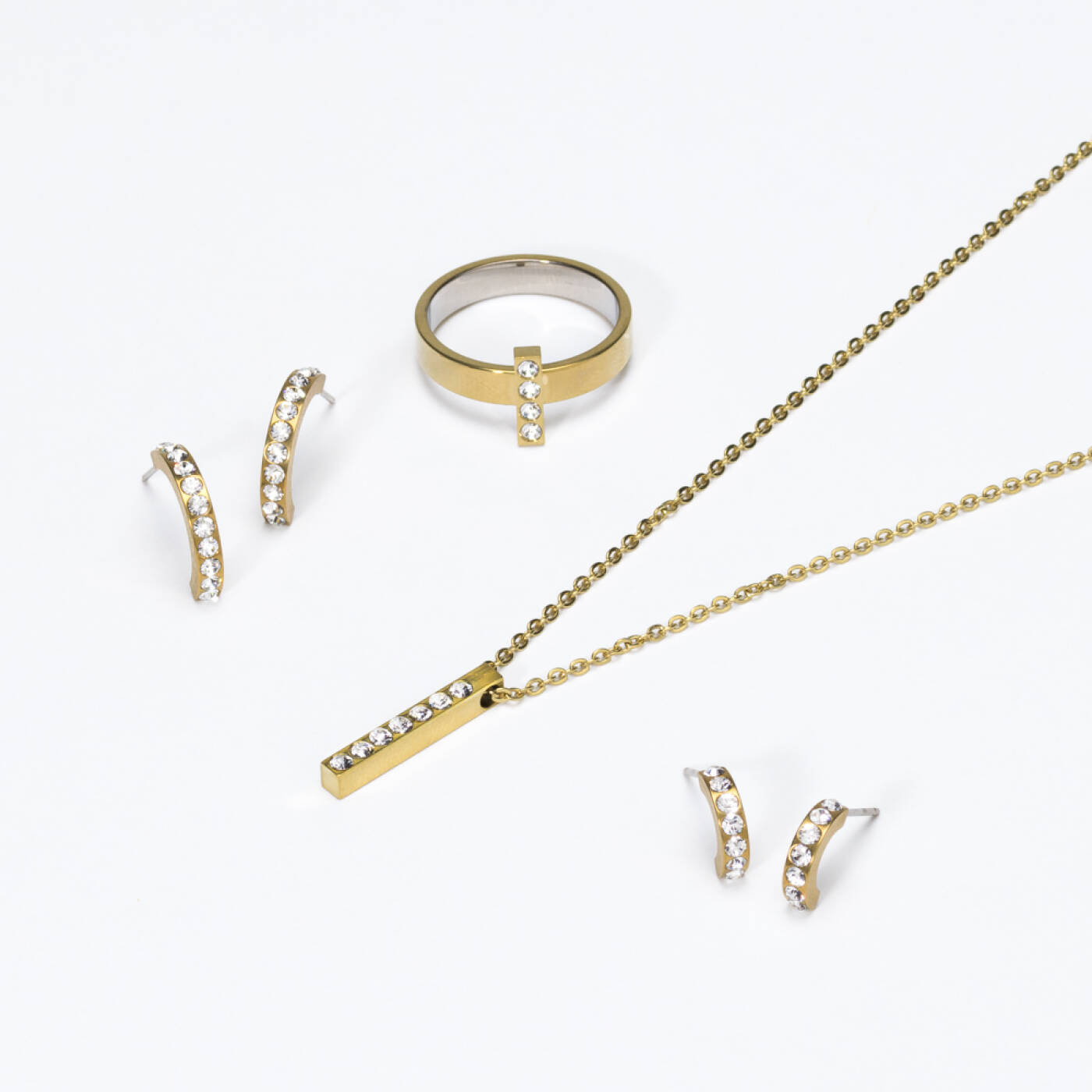 Golden Titanium Pendant Brilliance Curved 10 mm, Crystal Örhänge