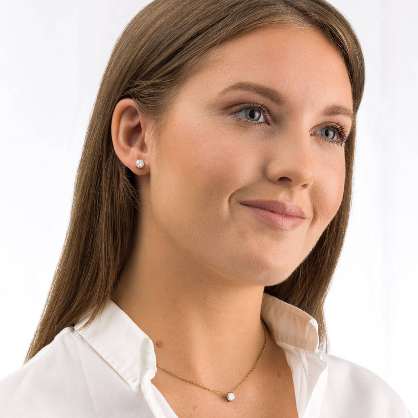 Golden Titanium Tiffany 7 mm, CZ White Örhänge