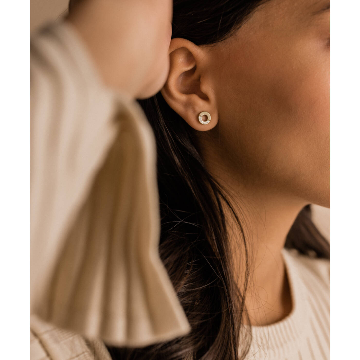 Golden Titanium Brilliance Puck Hollow Split 8 mm, Crystal NEW Örhänge