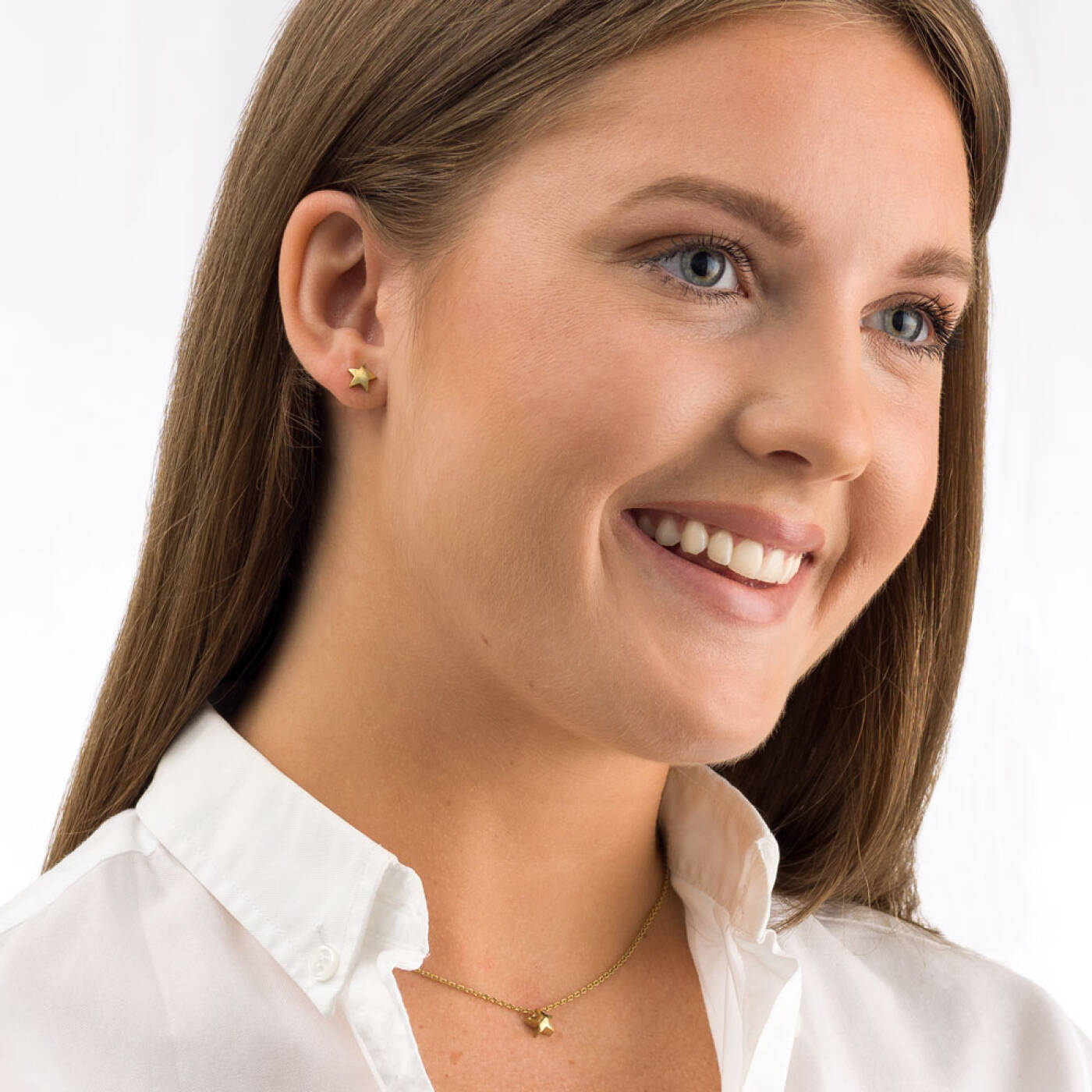 Golden Titanium Star 8 mm Örhänge