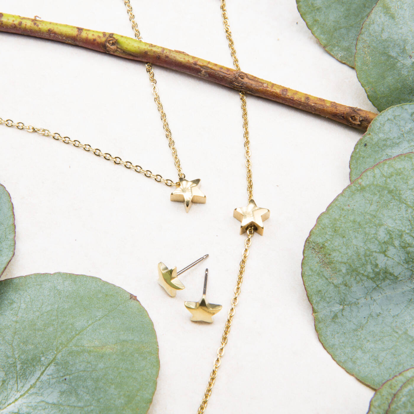 Golden Titanium Star 8 mm Örhänge