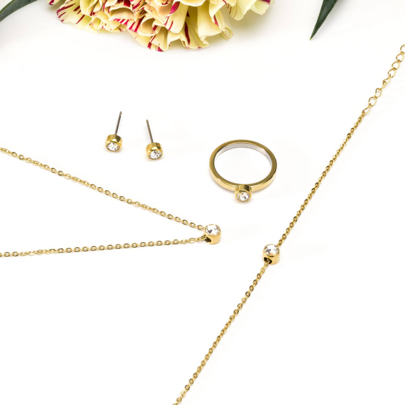 Golden Titanium Bezel 5 mm, Crystal Örhänge