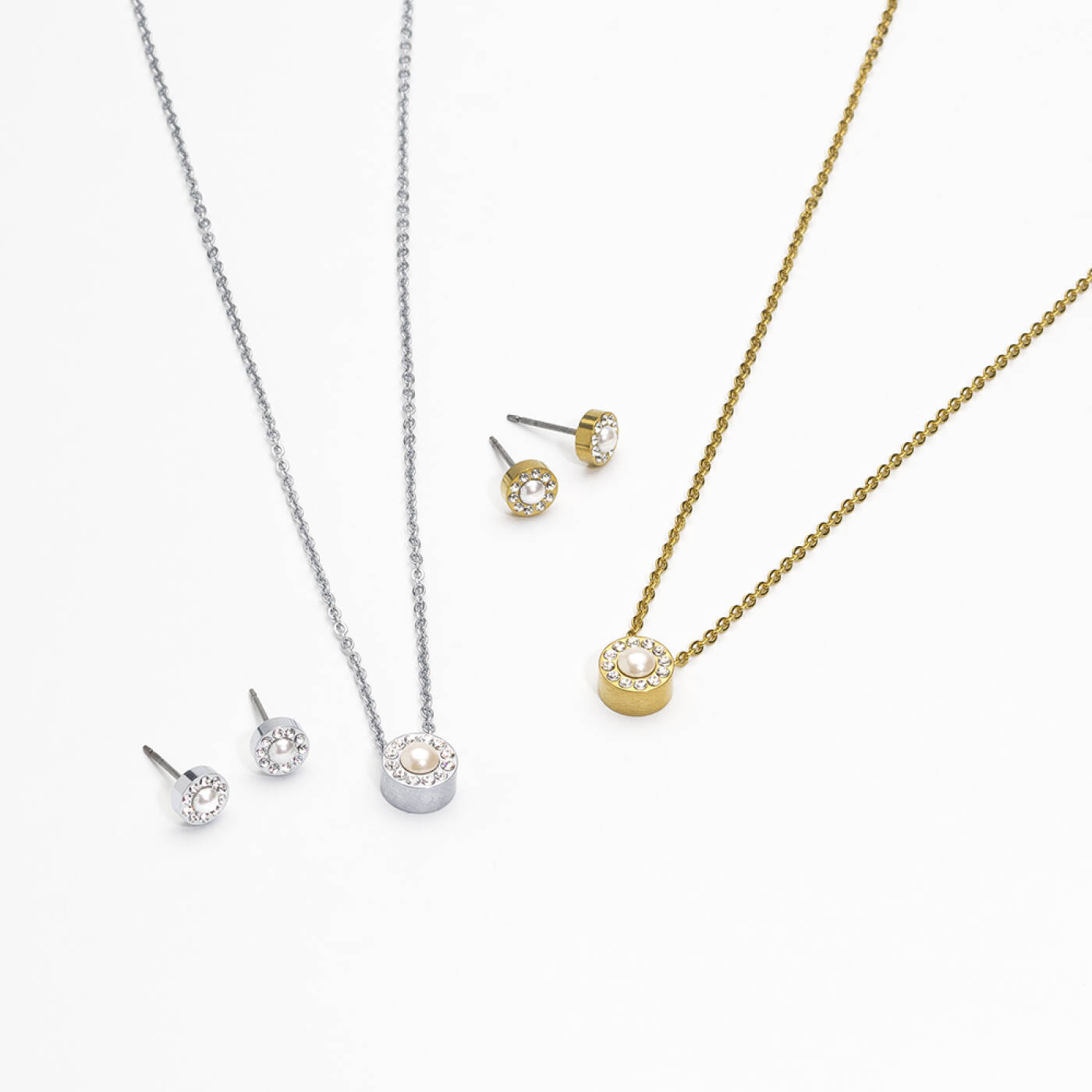 Golden Titanium Brilliance Halo Pearl 6 mm, White Örhänge