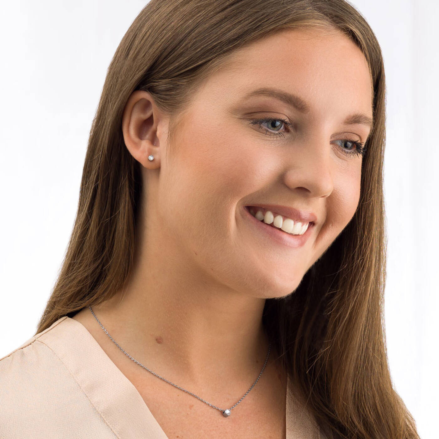 Silver Titanium Bezel 4 mm, Crystal Örhänge