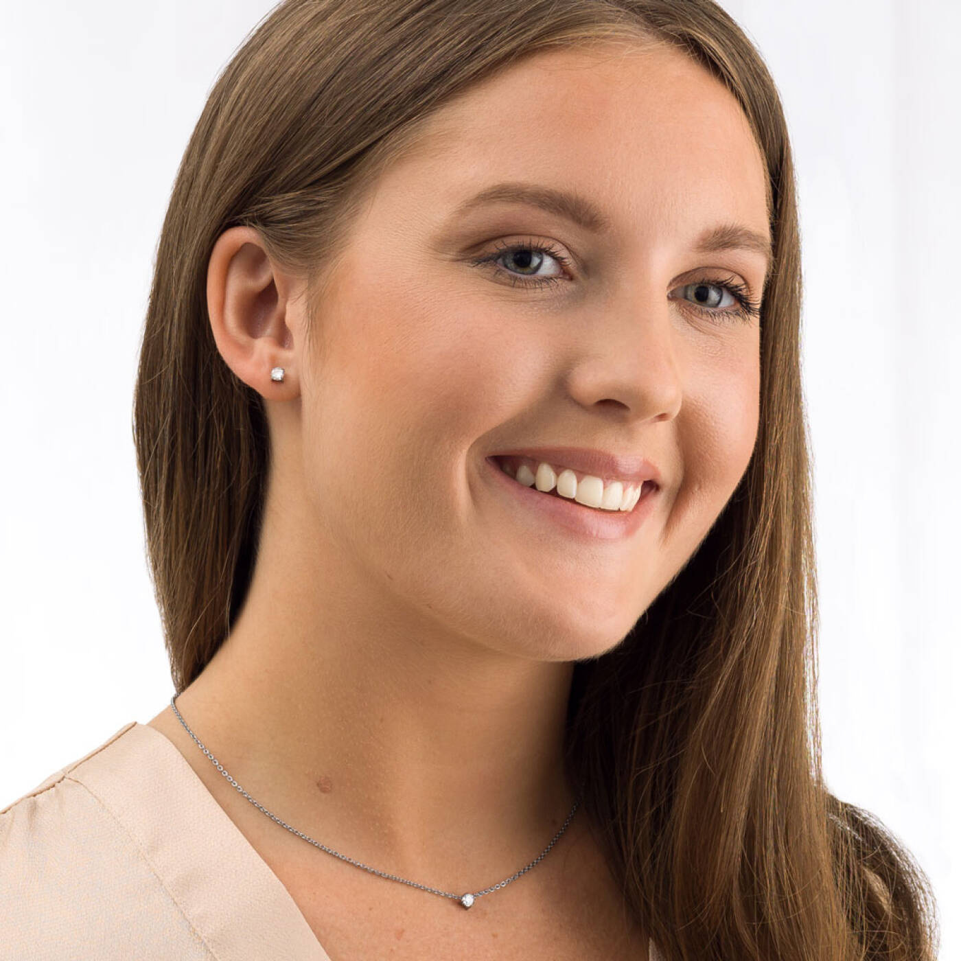 Silver Titanium Tiffany 5 mm, CZ White Örhänge