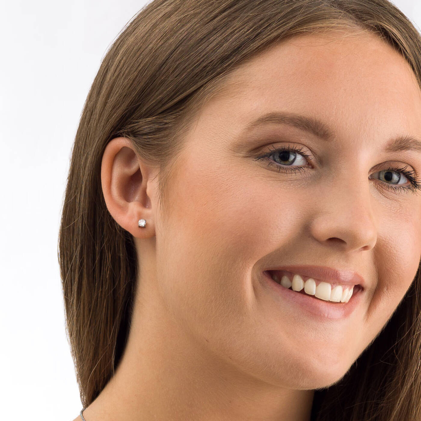 Silver Titanium Tiffany 5 mm, CZ White Örhänge