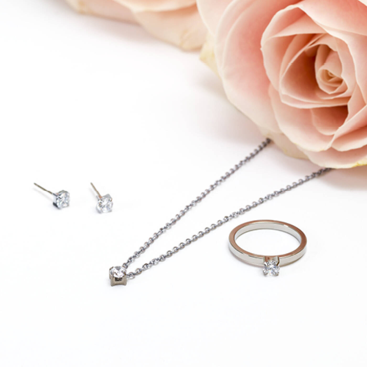 Silver Titanium Tiffany 5 mm, CZ White Örhänge