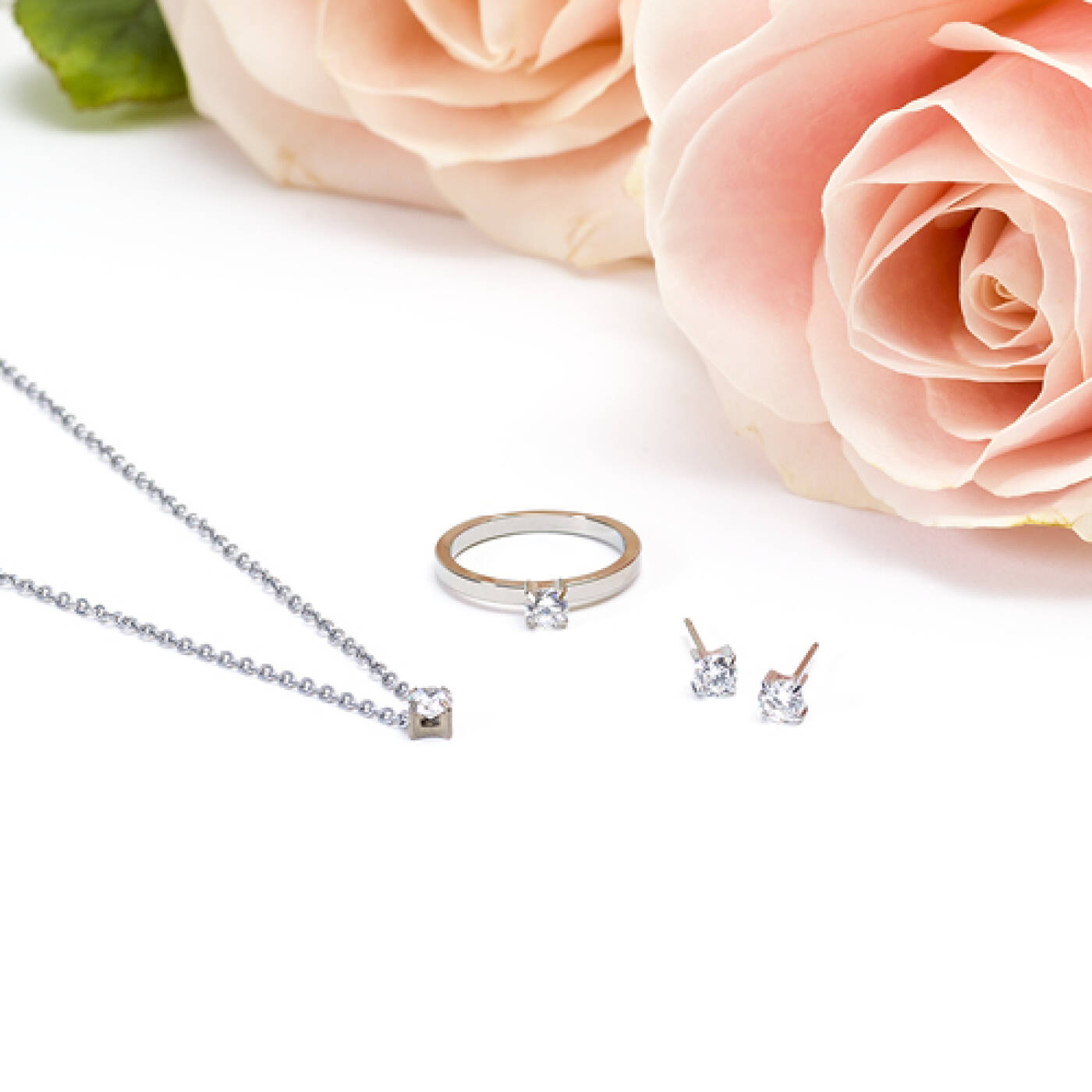 Silver Titanium Tiffany 5 mm, CZ White Örhänge