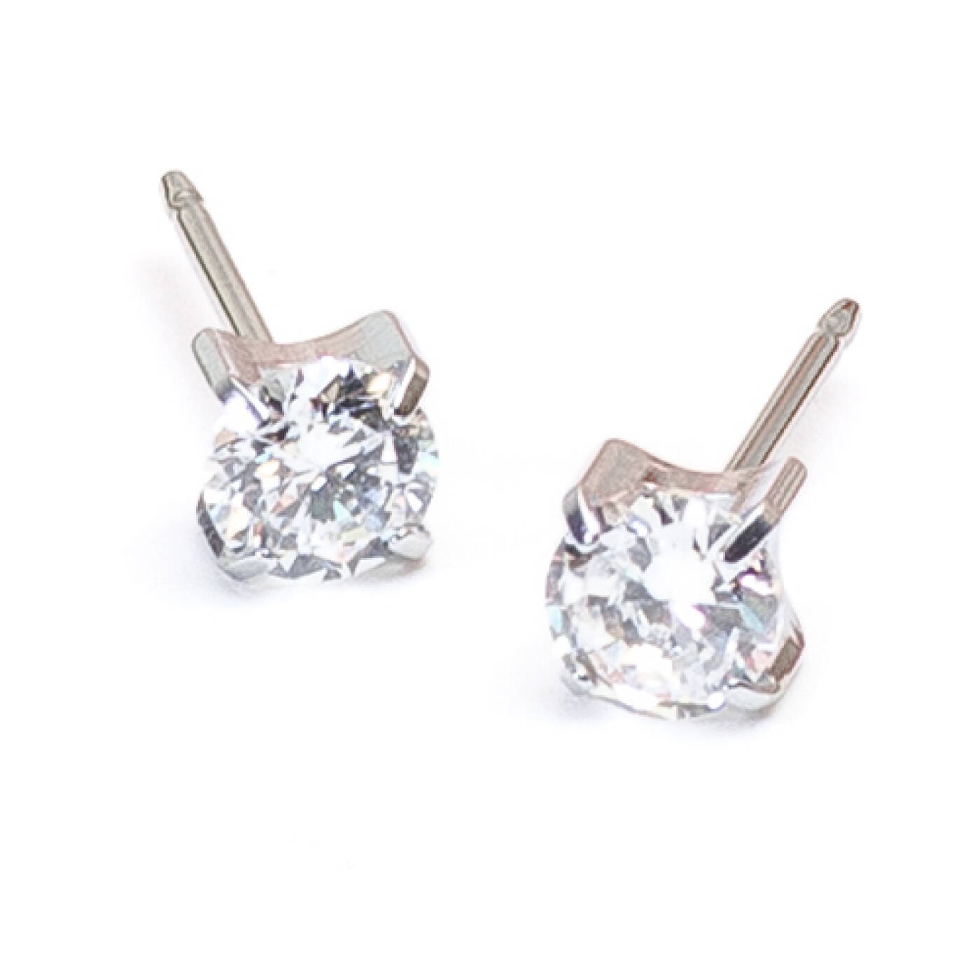 Silver Titanium Tiffany 5 mm, CZ White Örhänge