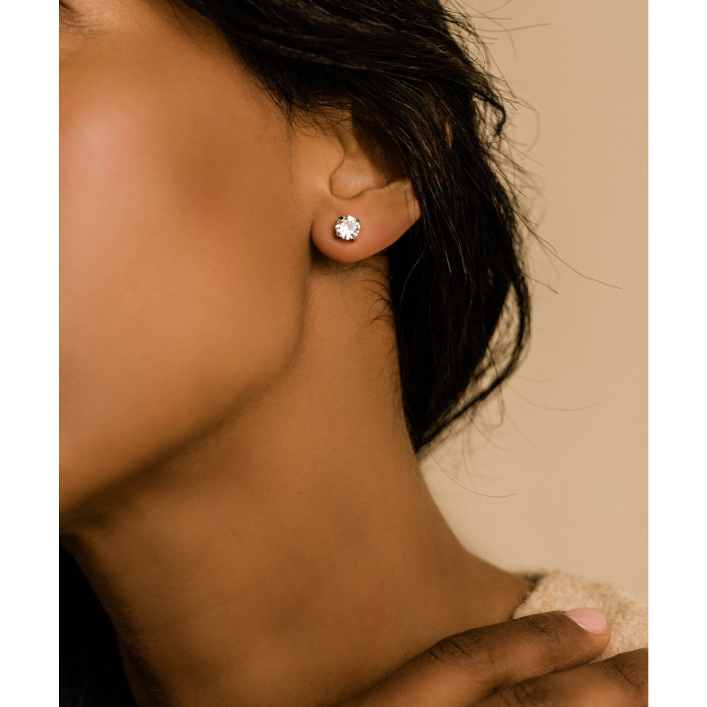 Silver Titanium Tiffany 7 mm, CZ White Örhänge