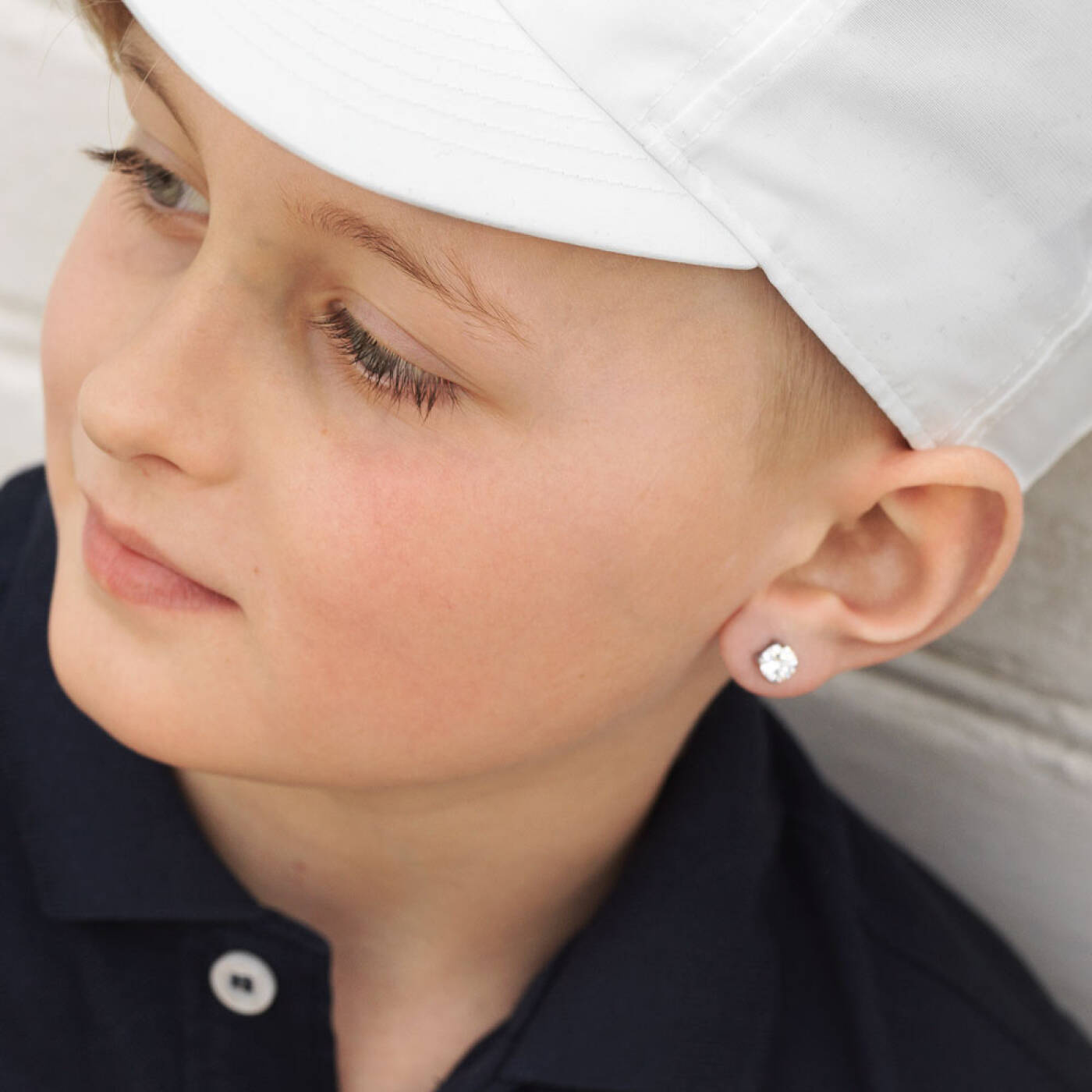 Silver Titanium Tiffany 7 mm, CZ White Örhänge