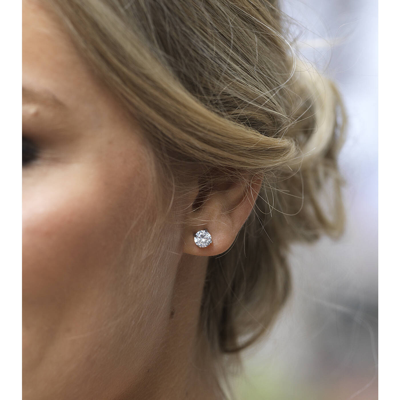 Silver Titanium Tiffany 7 mm, CZ White Örhänge