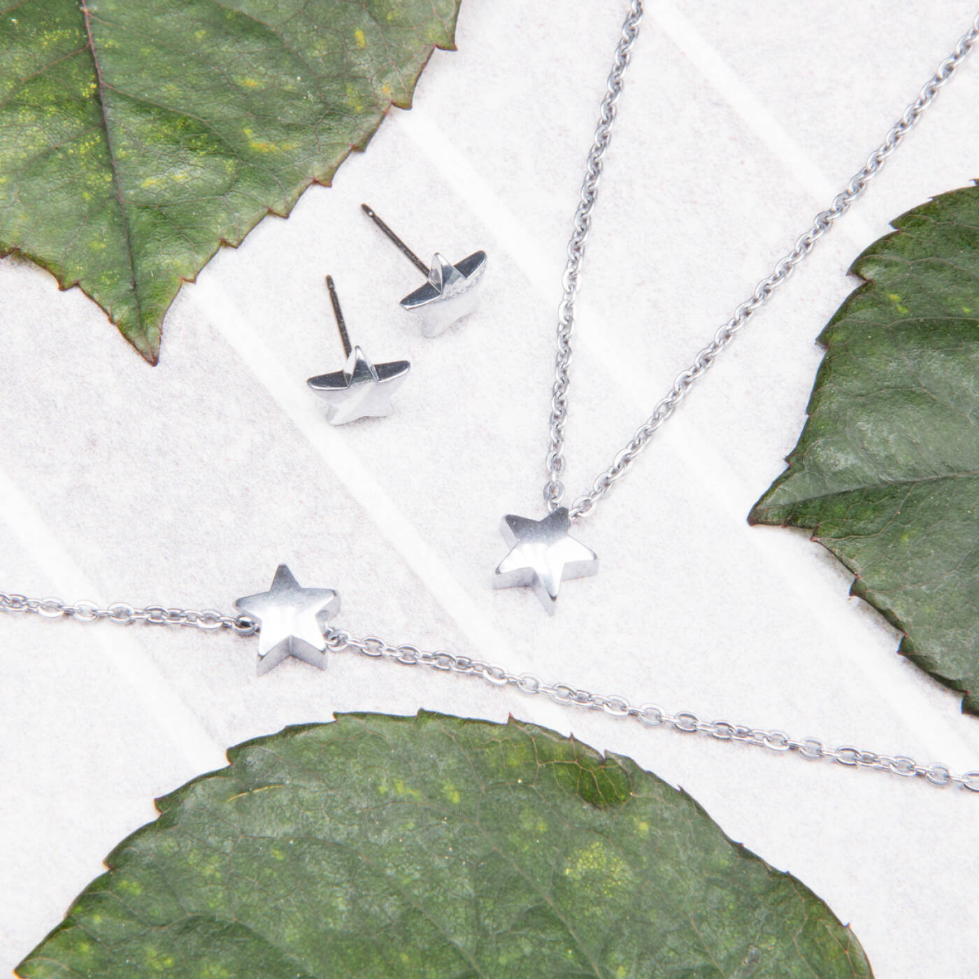 Silver Titanium Star 8 mm Örhänge