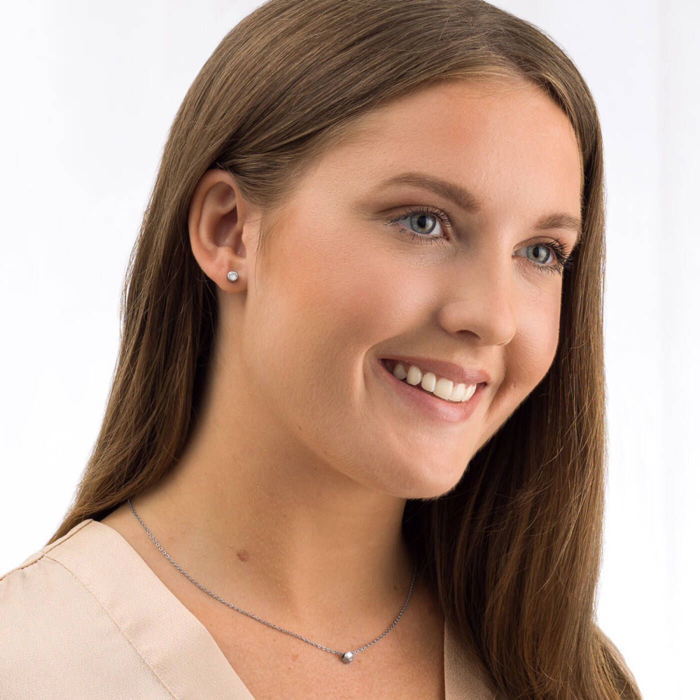 Silver Titanium Bezel 5 mm, Crystal Örhänge