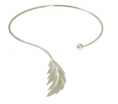 Feather bangle armband flex Silver S/M
