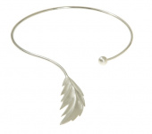 Feather bangle armband flex Silver M/L