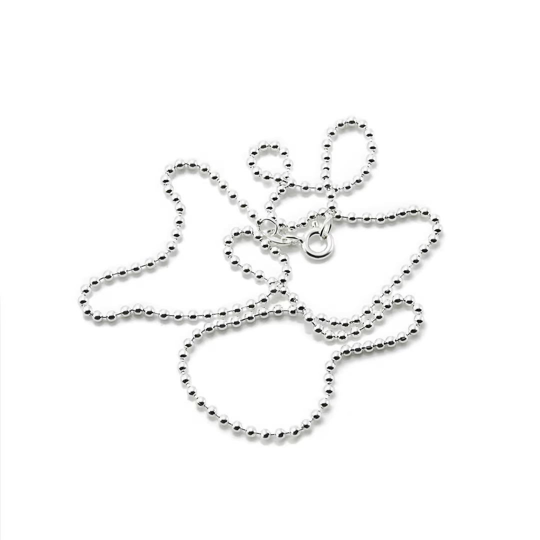Bead Chain 2 mm Halsband Silver 40 cm