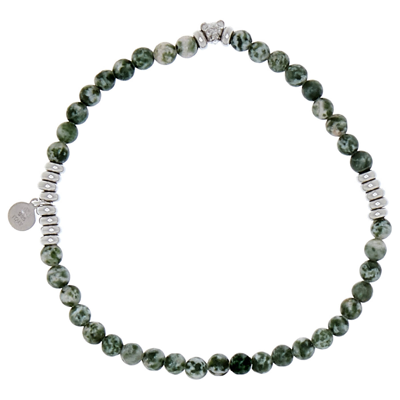 Bear elastic brace armband green Silver 19 cm