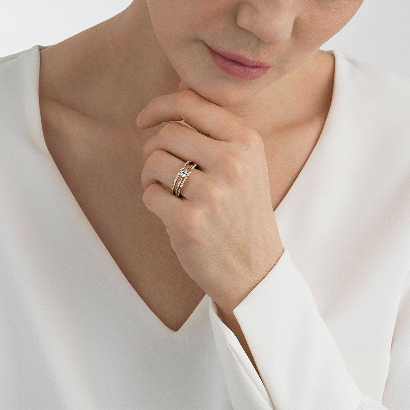 HALO SOLITAIRE Ring FULL PAVE 0.77 ct Guld