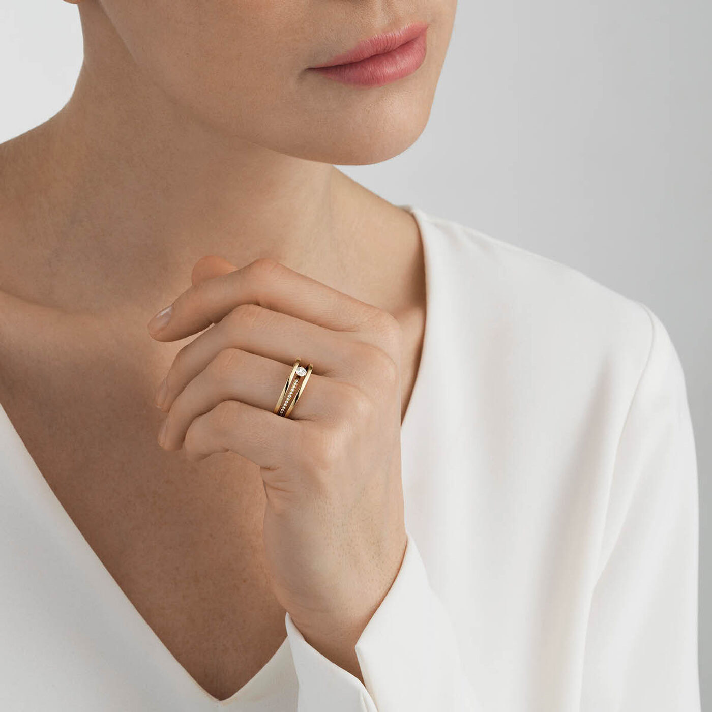 HALO SOLITAIRE Ring SINGLE PAVE 0.36 ct Guld