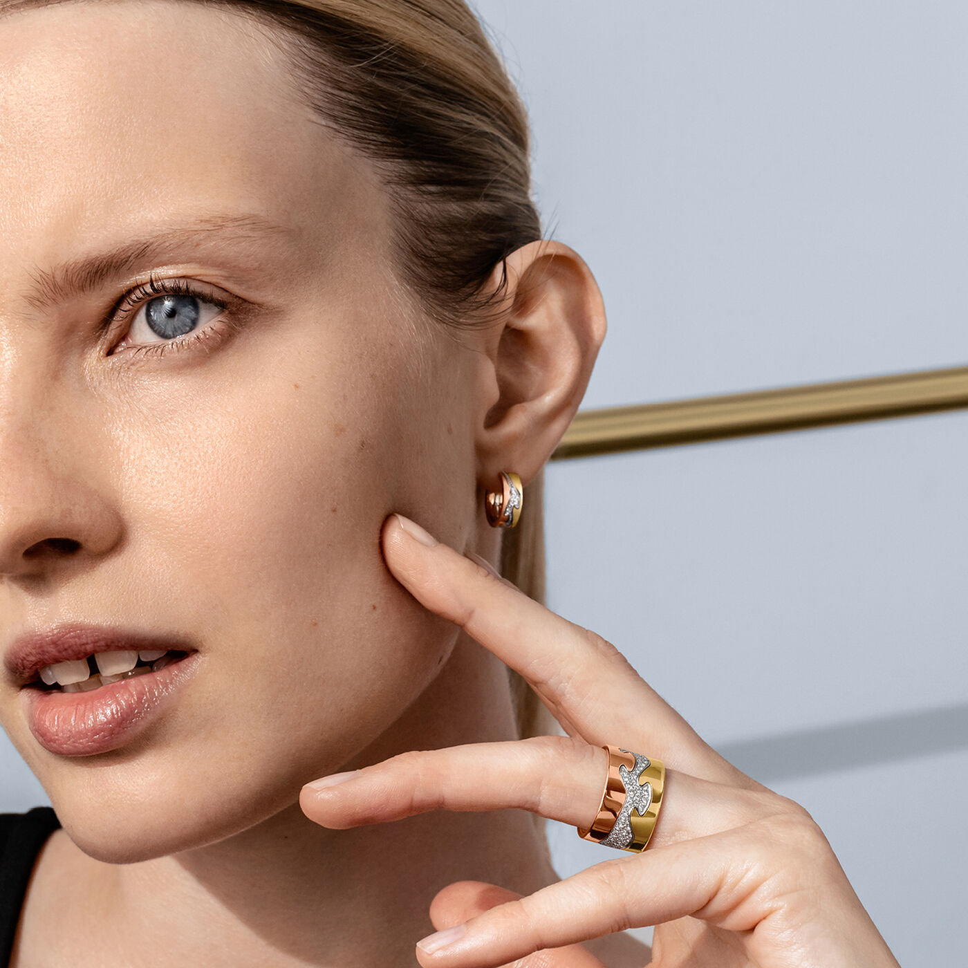 FUSION SMALL Örhänge Guld Vitguld Roséguld PAVÉ 0.08 CT