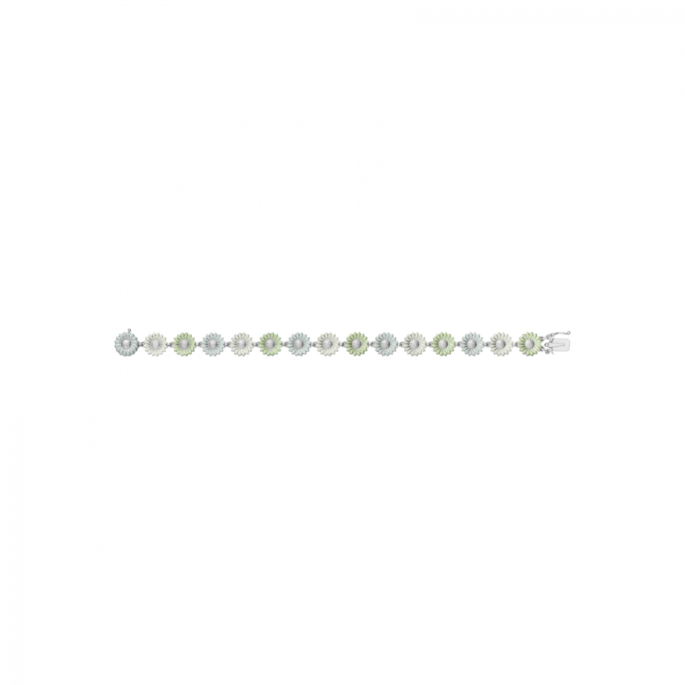 DAISY Armband (Silver) GREEN ENAMEL