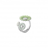 DAISY FLOWER RING SILVER GREEN ENAMEL DAISY FLOWER RING SILVER GREEN ENAMEL