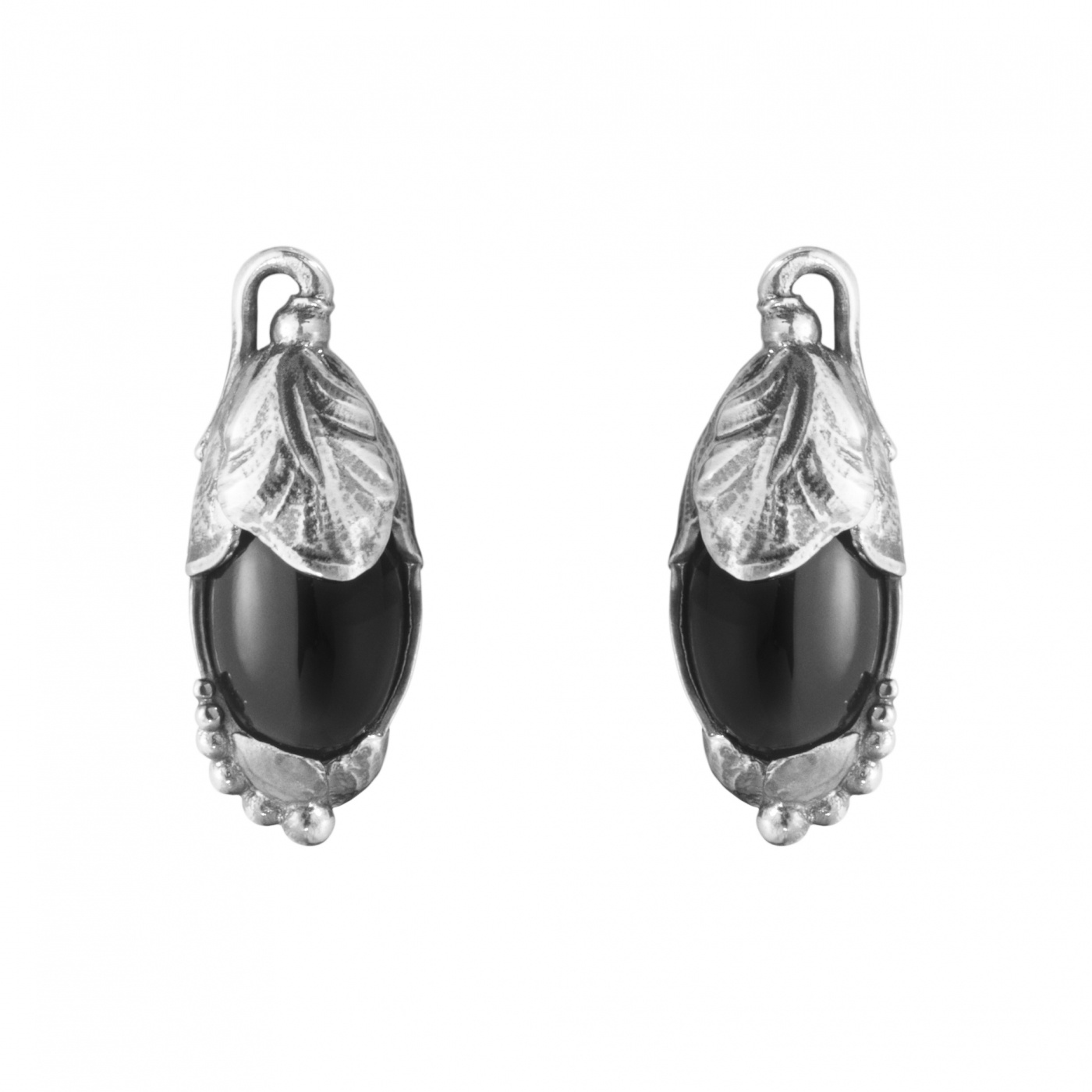 2024 HERITAGE EAR CLIPS SILVER BLACK ONYX