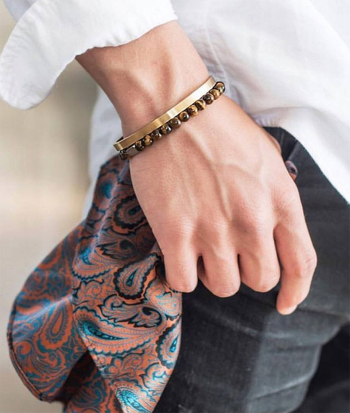 MORRIS (6 mm) armband Ljus Brun