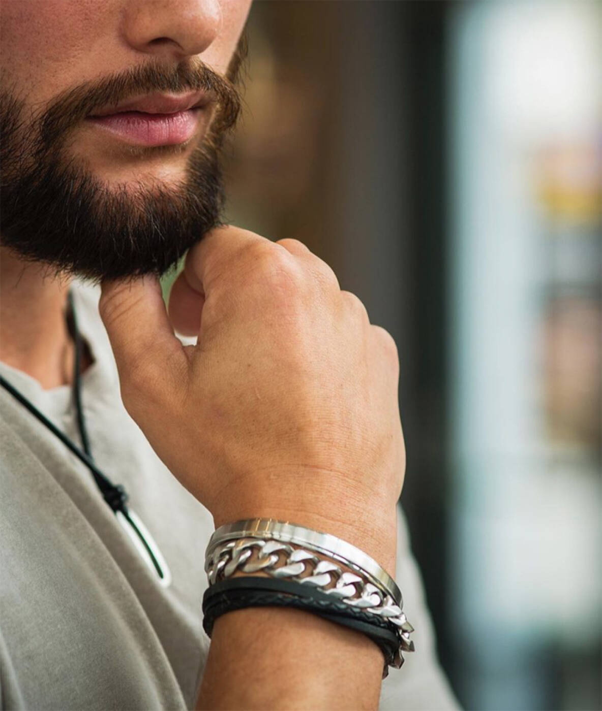 BENJAMIN Leather halsband Guld