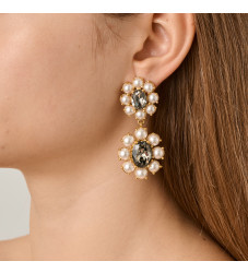 LINA SG WHITE PEARL/GREY Örhängen Guld