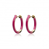Enamel thin hoops pink (gold)