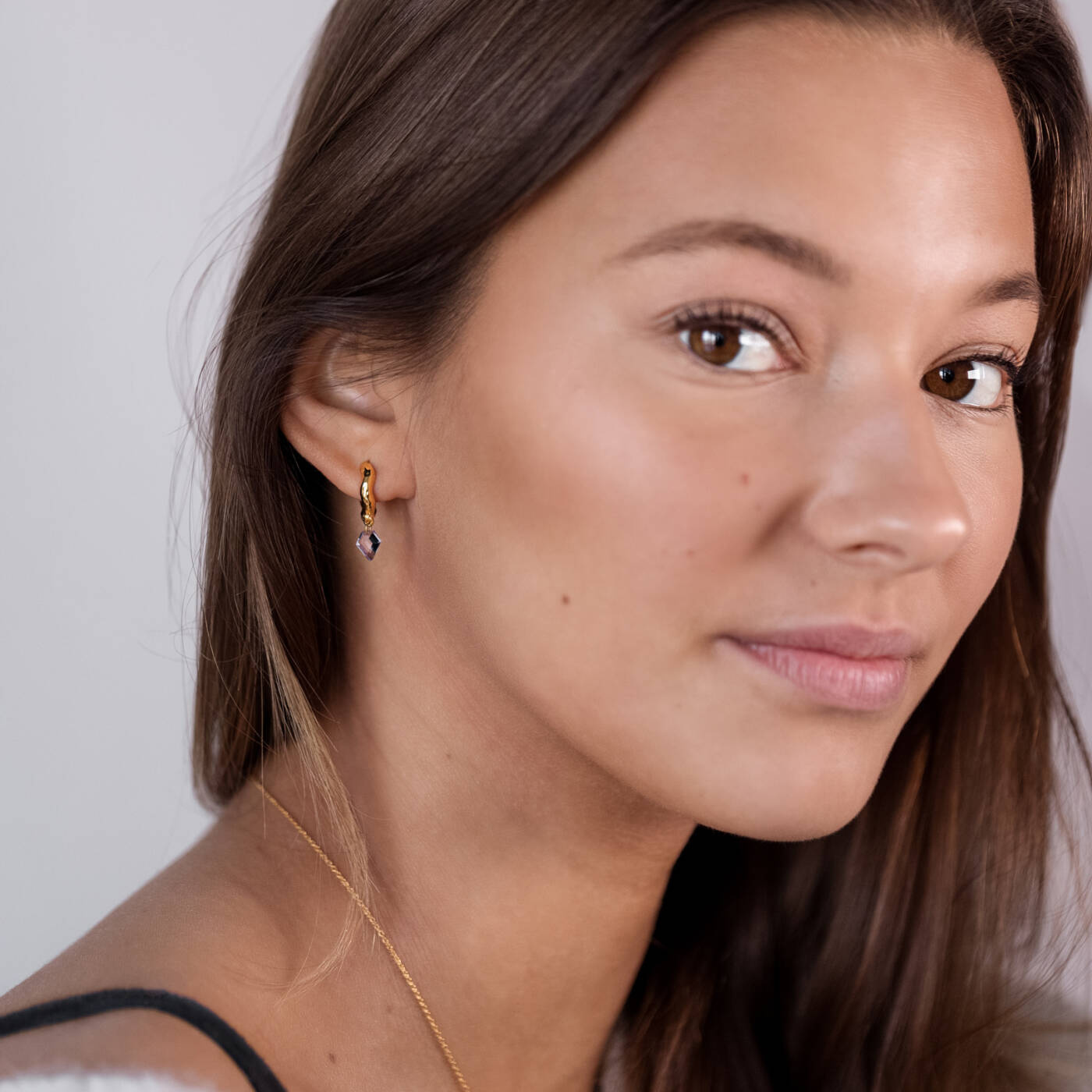 Diamona Amethyst Örhänge Gold