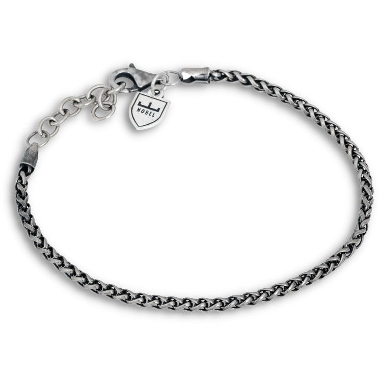 Silverarmband Oxiderat flätat 19,5+3cm