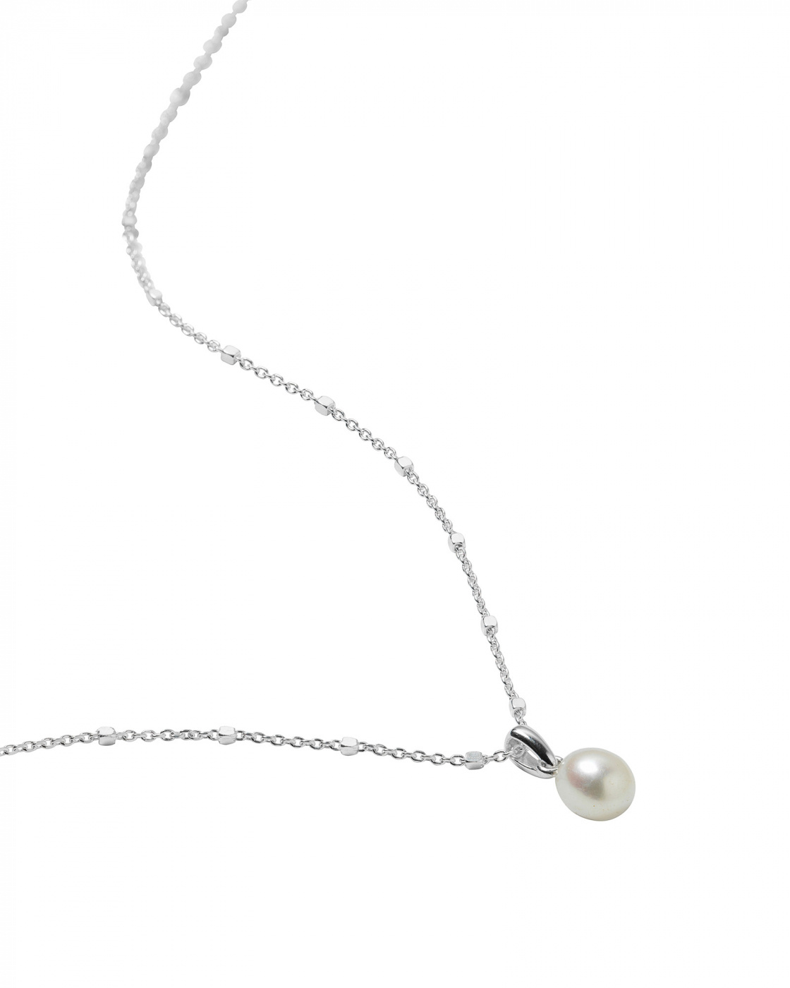 Treasure Single Pearl Halsband Silver