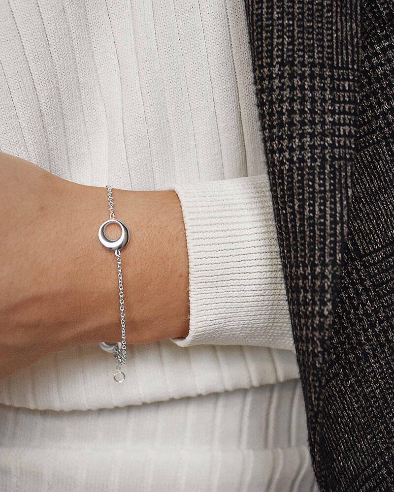 Orbit drop armband silver