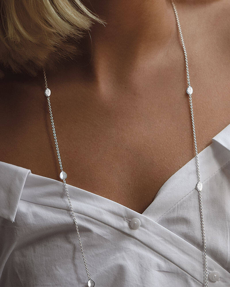 Pebbles long halsband silver
