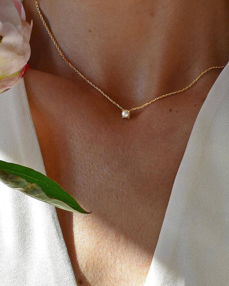 Petite Pearl halsband guld