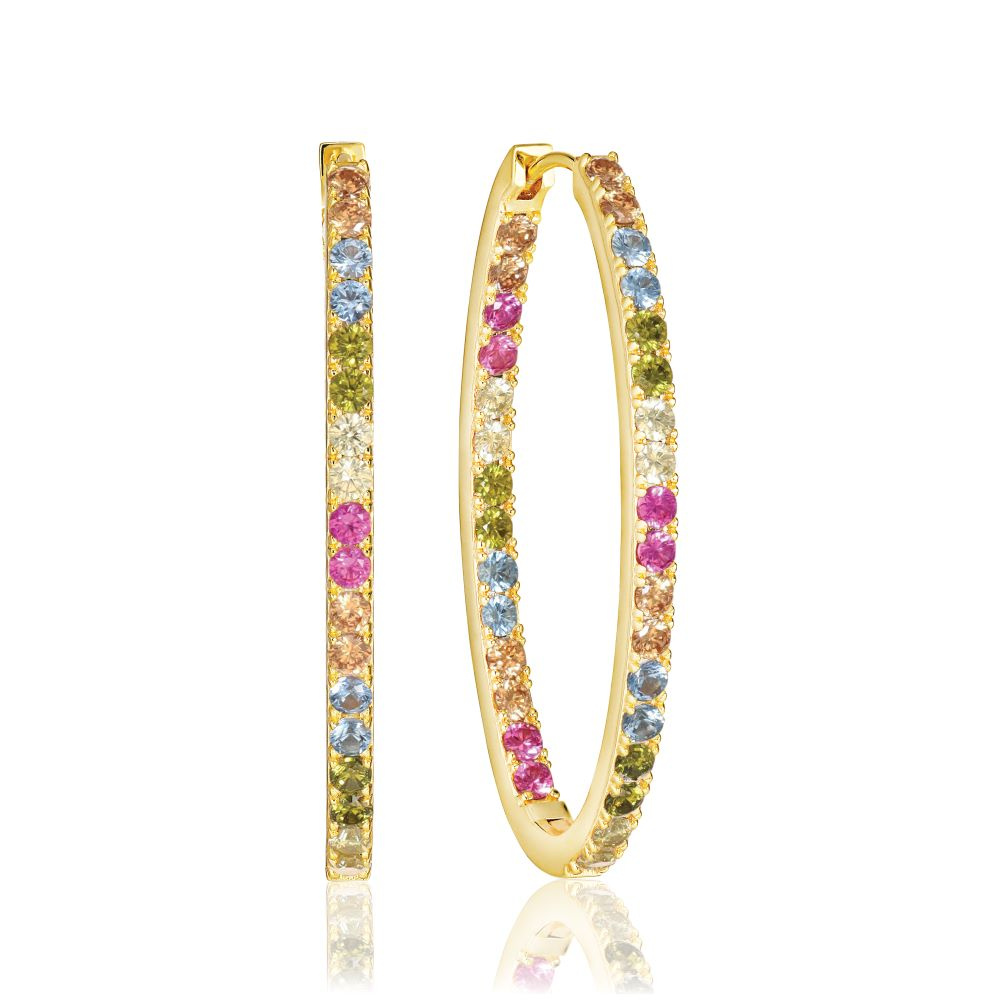 Ellisse Medio - 18k guldpläterade, med multifärgade zirkoner Örhänge
