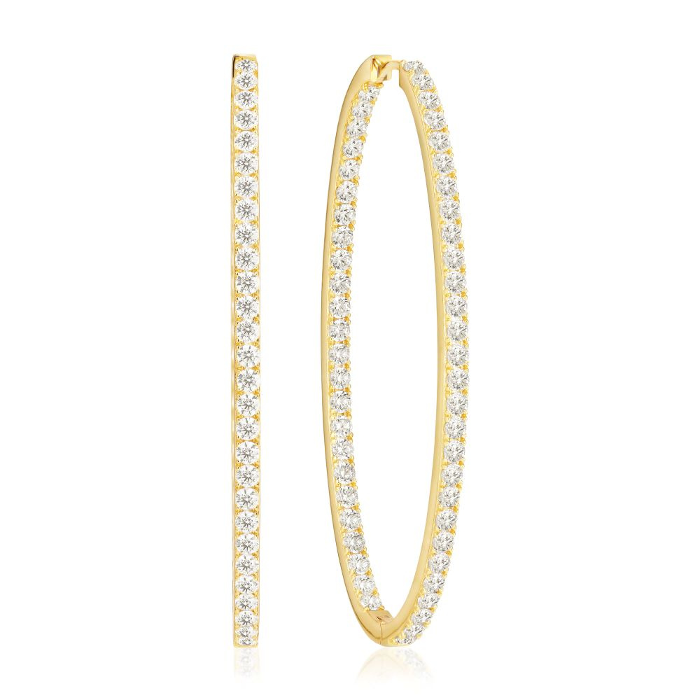 Ellisse Grande - 18k guldpläterade, med vita zirkoner Örhänge